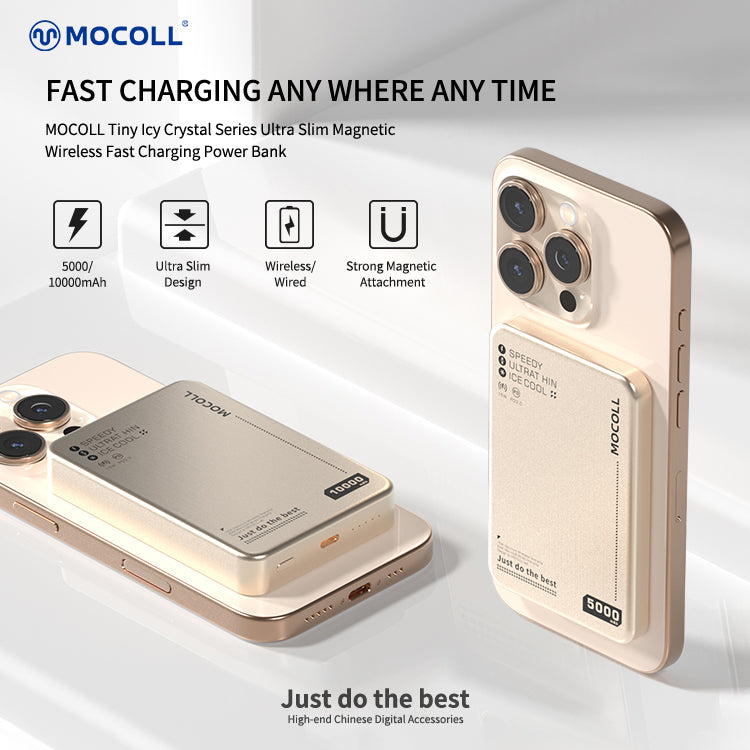 MOCOLL Magnetic Wireless Power Bank 20W Ultra Thin-Gold