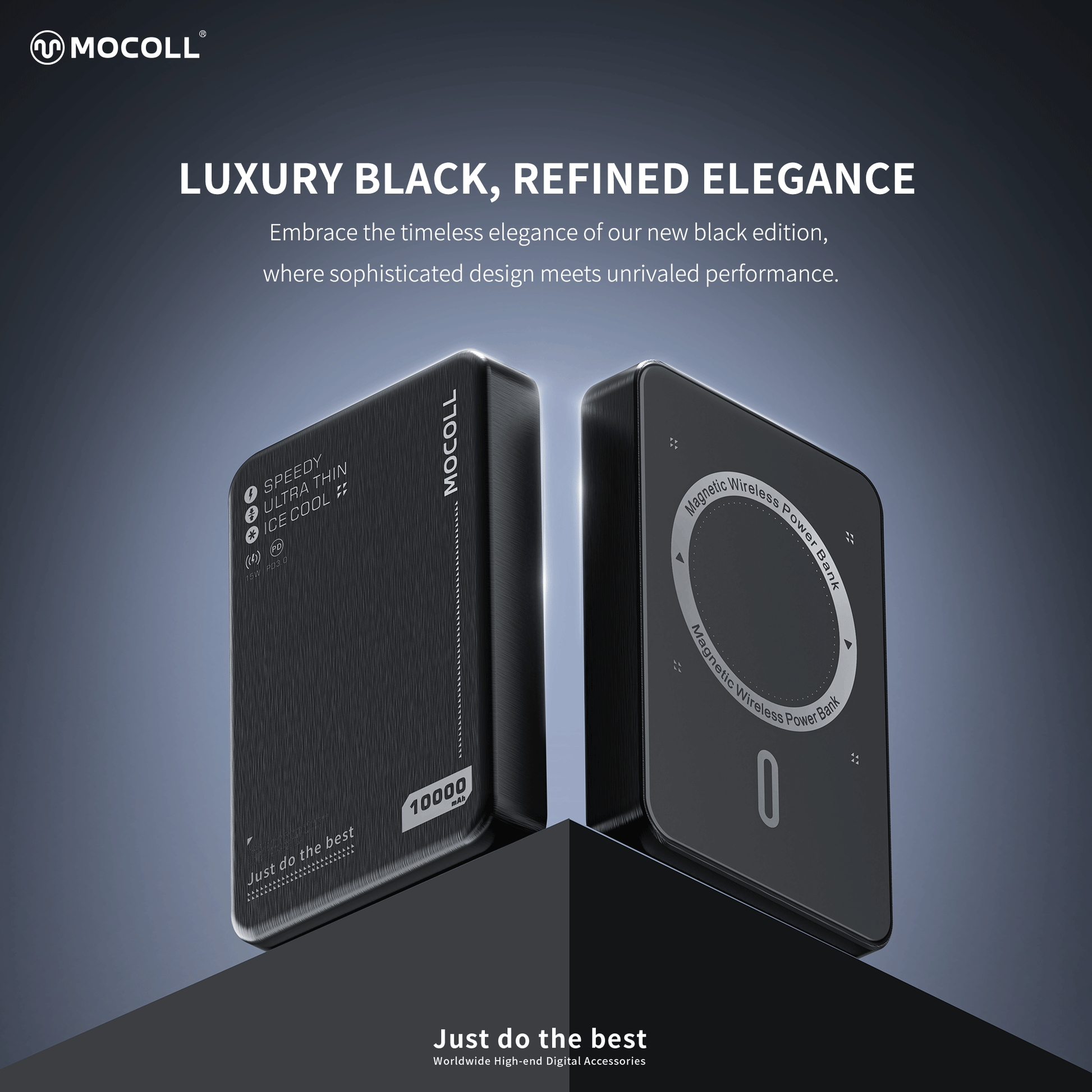 MOCOLL Magnetic Wireless Power Bank 20W Ultra Thin-Black Black