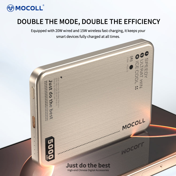 MOCOLL Magnetic Wireless Power Bank 20W Ultra Thin-Gold