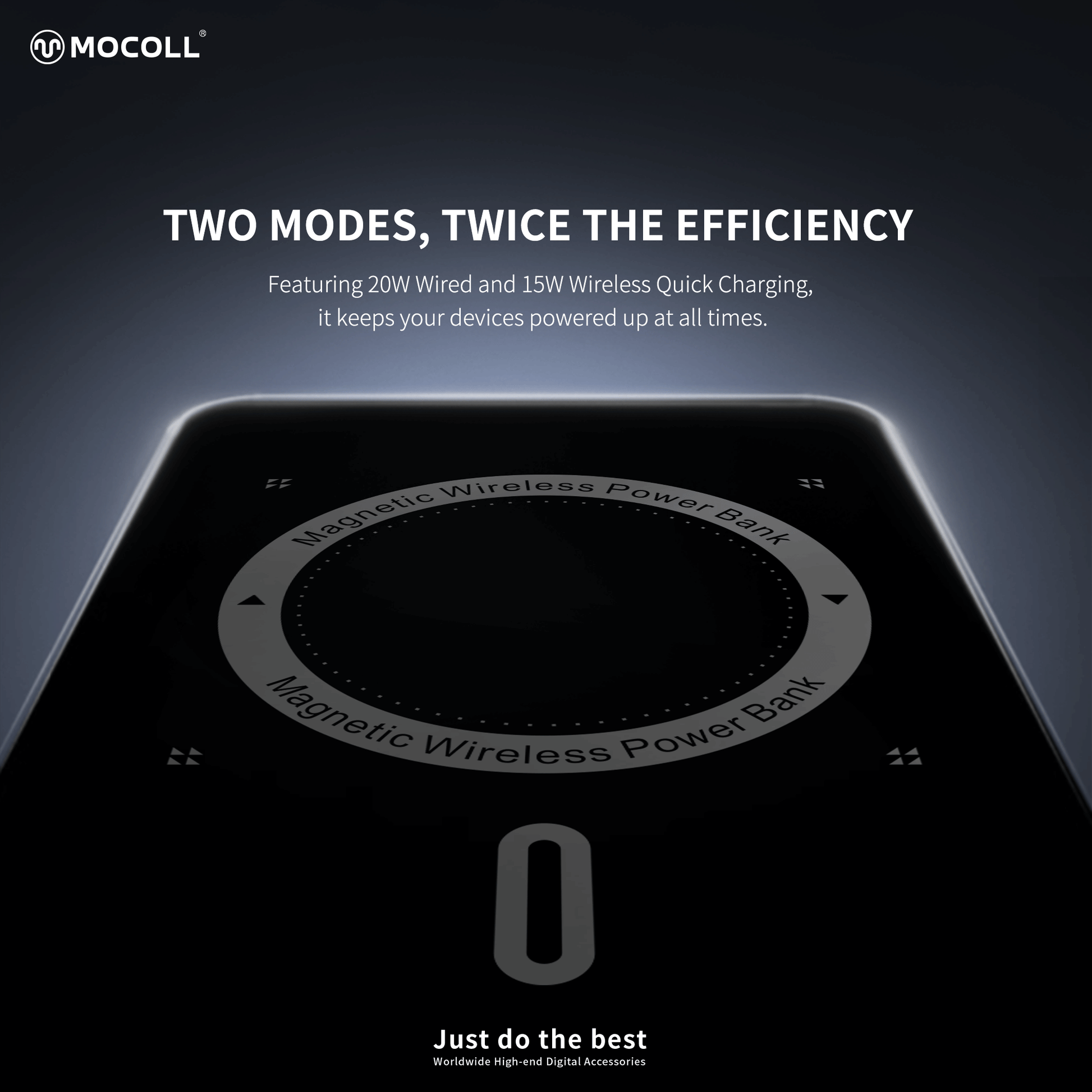 MOCOLL Magnetic Wireless Power Bank 20W Ultra Thin-Black