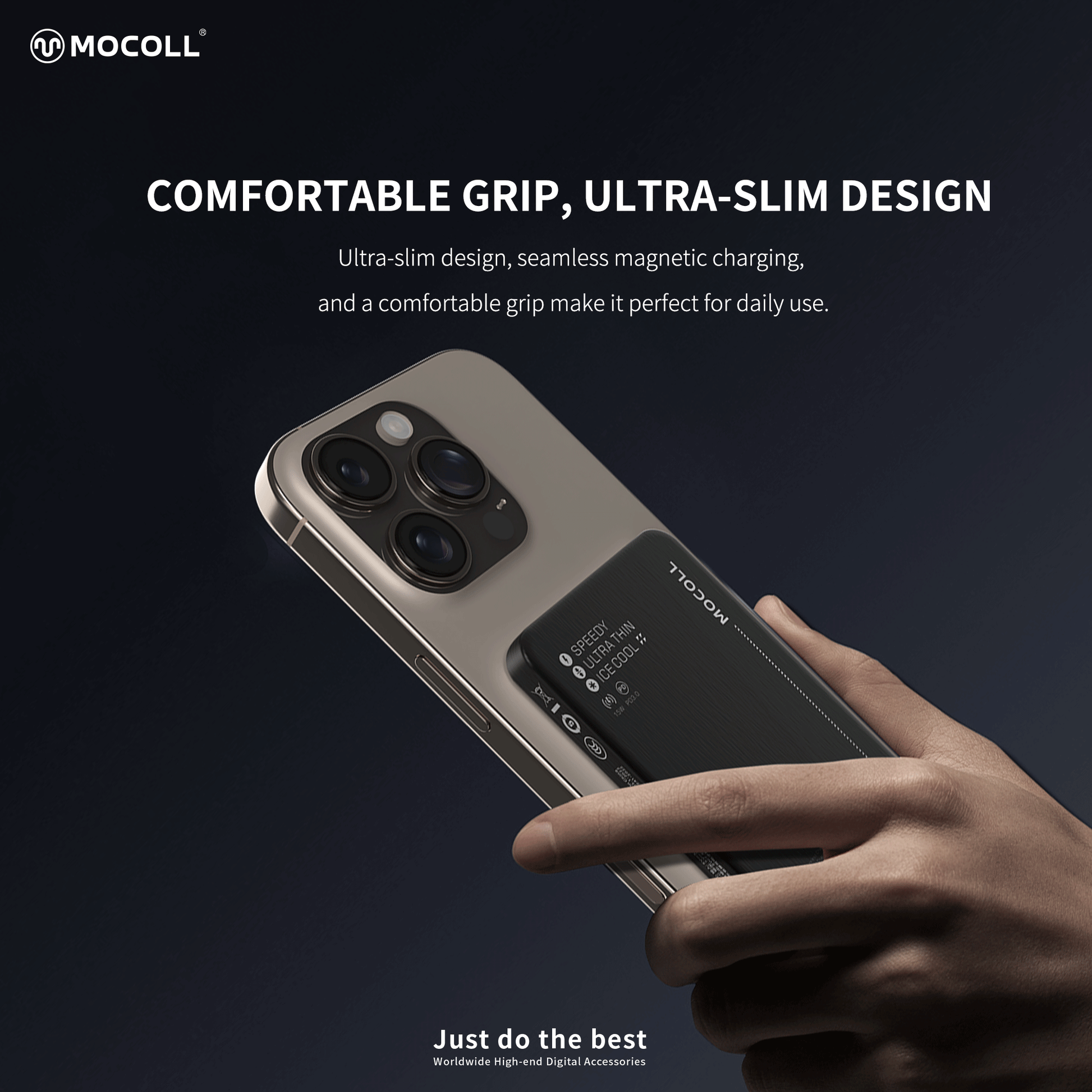 MOCOLL Magnetic Wireless Power Bank 20W Ultra Thin-Black