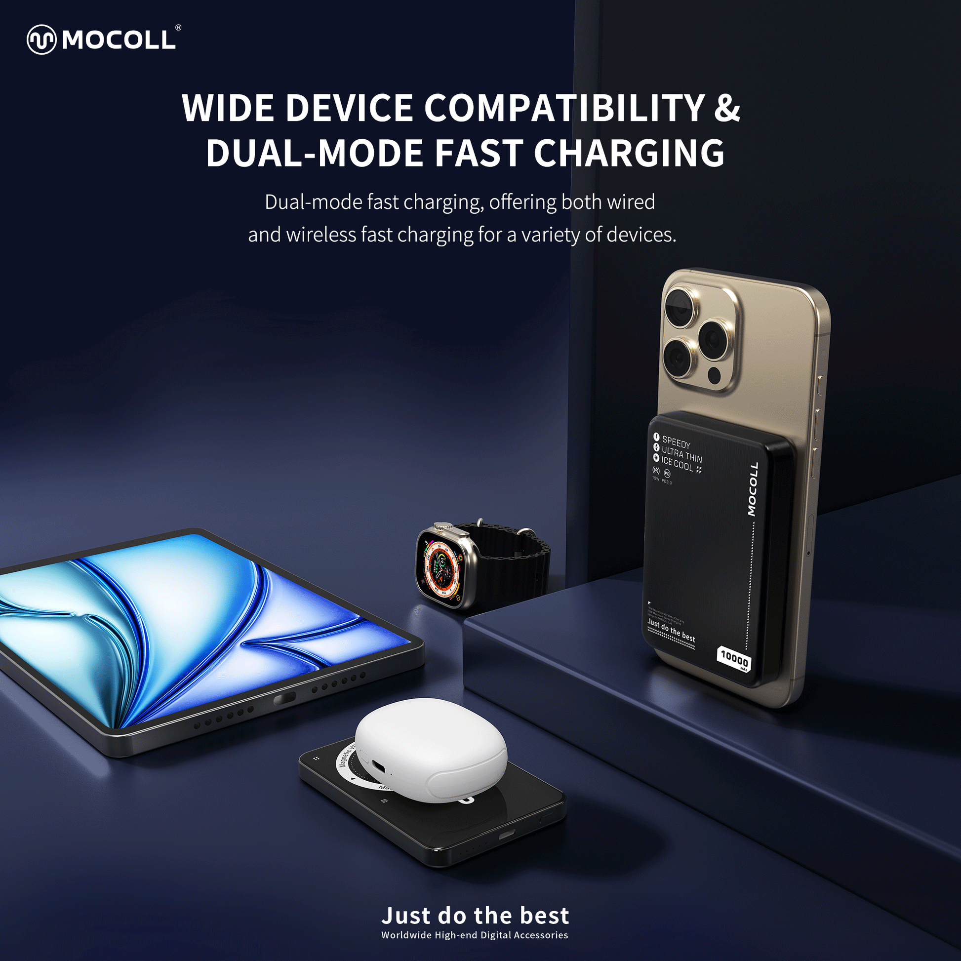 MOCOLL Magnetic Wireless Power Bank 20W Ultra Thin-Black