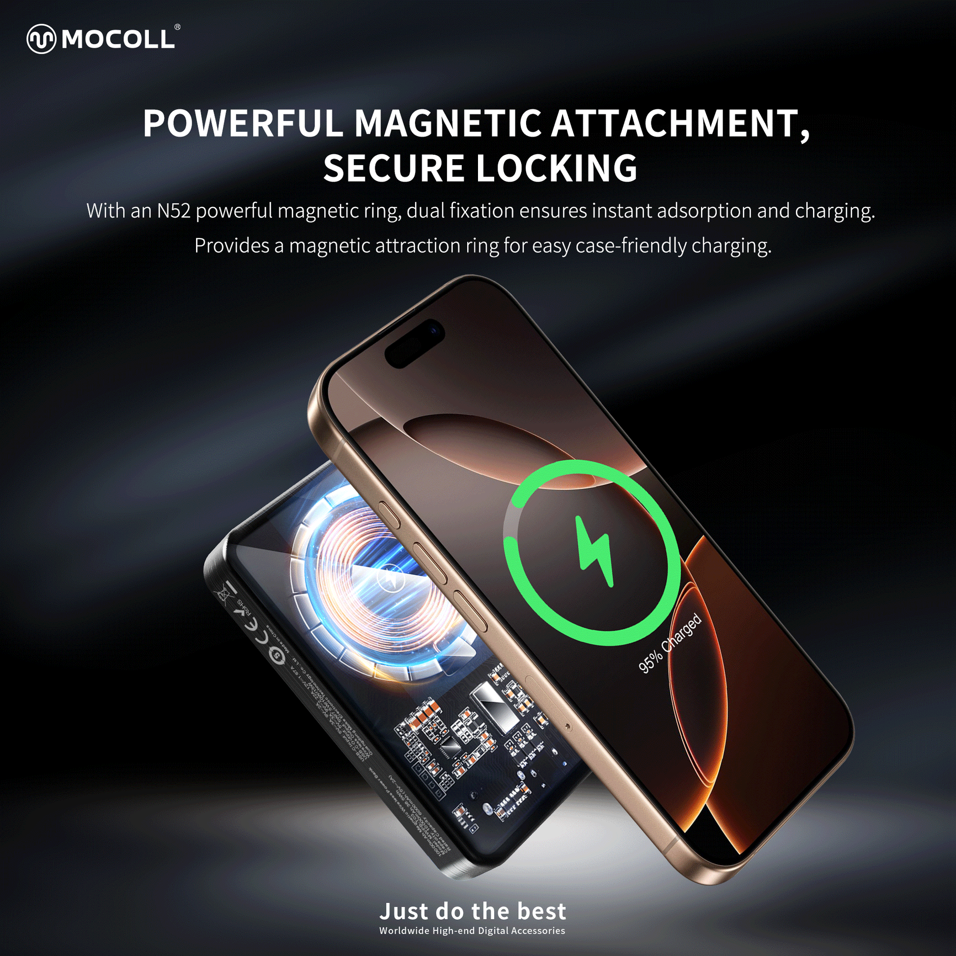 MOCOLL Magnetic Wireless Power Bank 20W Ultra Thin-Black