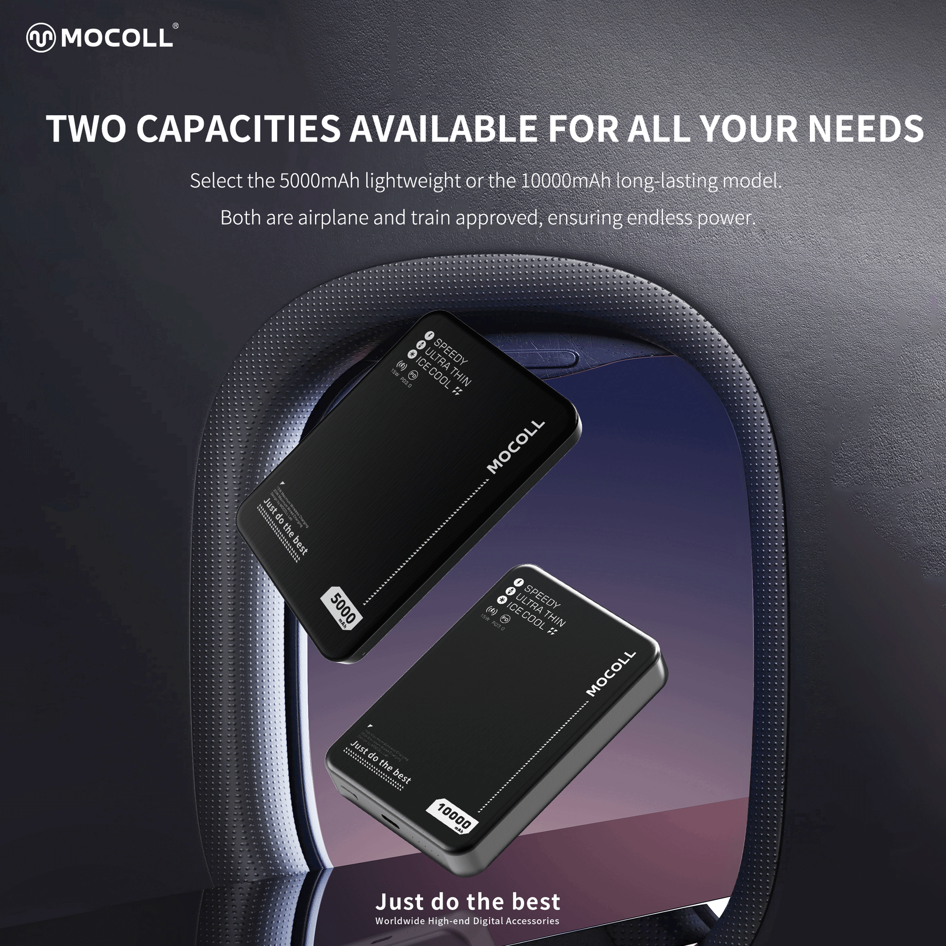 MOCOLL Magnetic Wireless Power Bank 20W Ultra Thin-Black