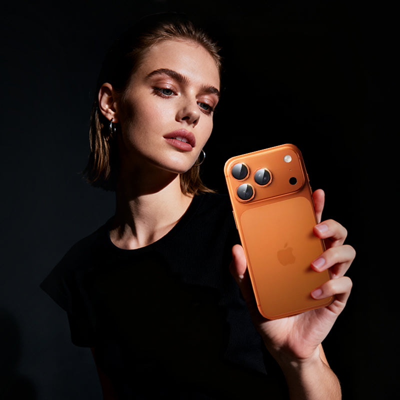 Lens Tempered  Glass  With Metal Frame - Orange