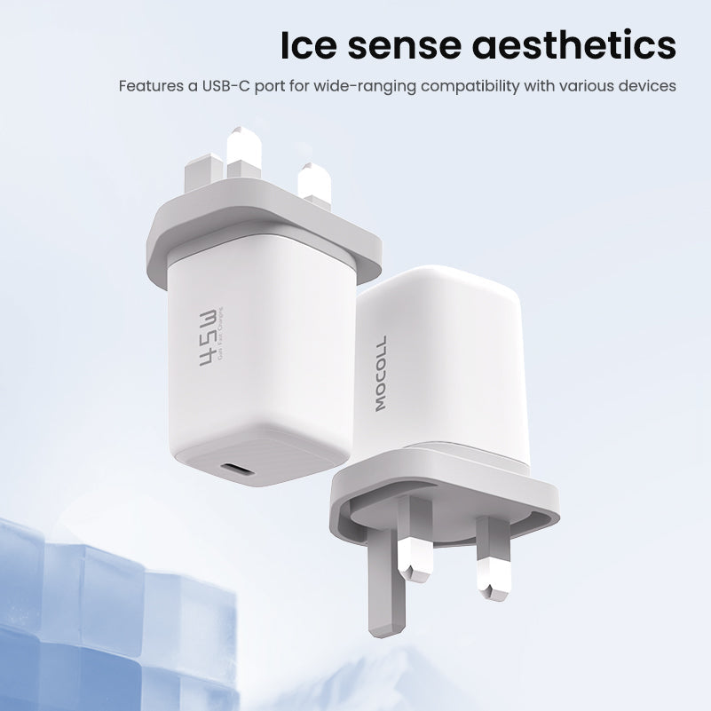 Tiny Icy Crystal Series 45W Dual-port GaN Fast Charger (UK) MOCOLL