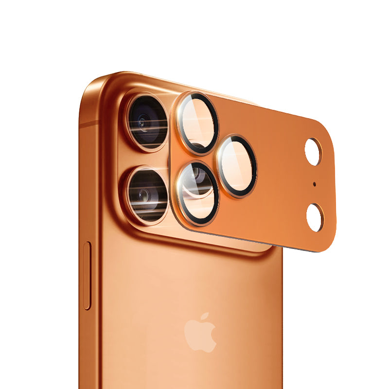 Lens Tempered Glass With Metal Frame (Integrated )- Orange
