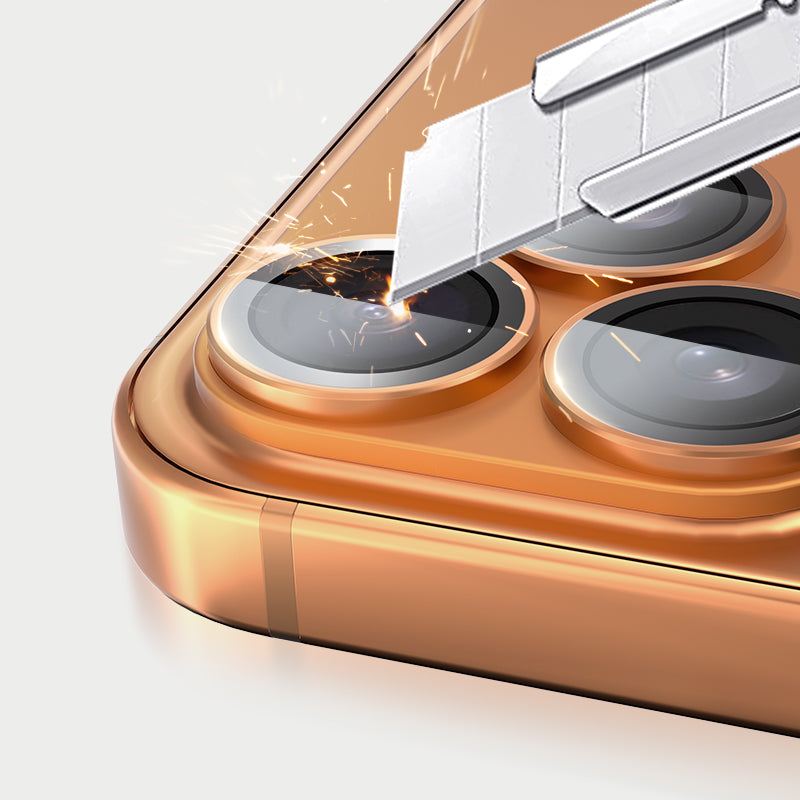 Lens Tempered Glass With Metal Frame (Integrated )- Orange