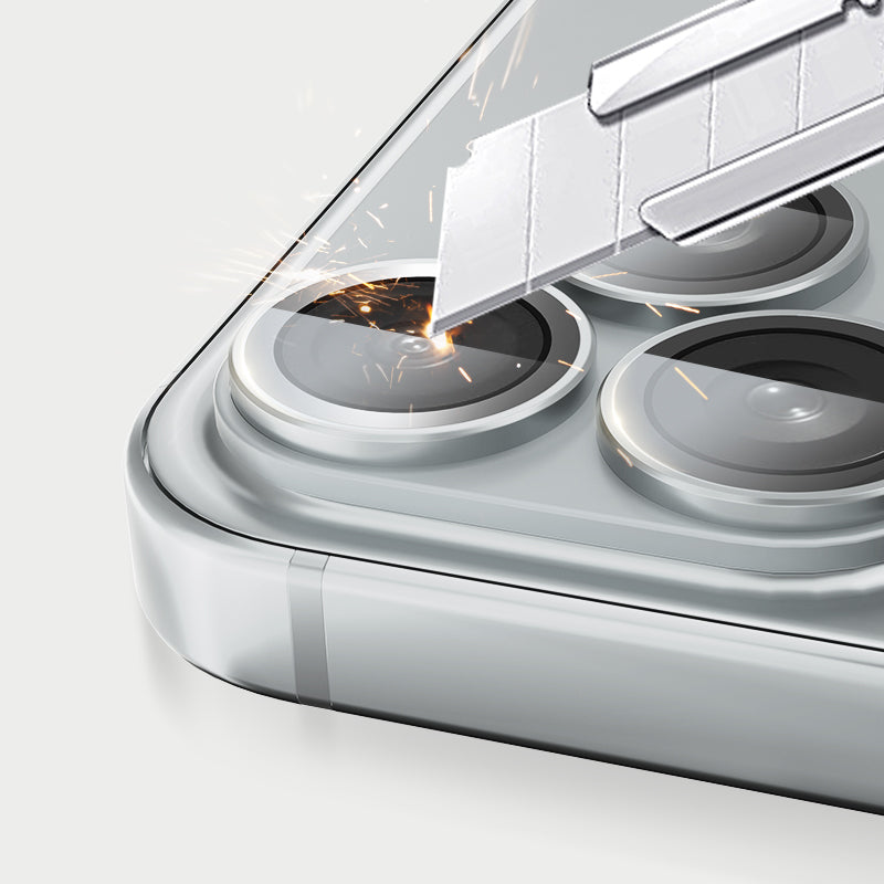 Lens Tempered  Glass  With Metal Frame  (Integrated )- Silver