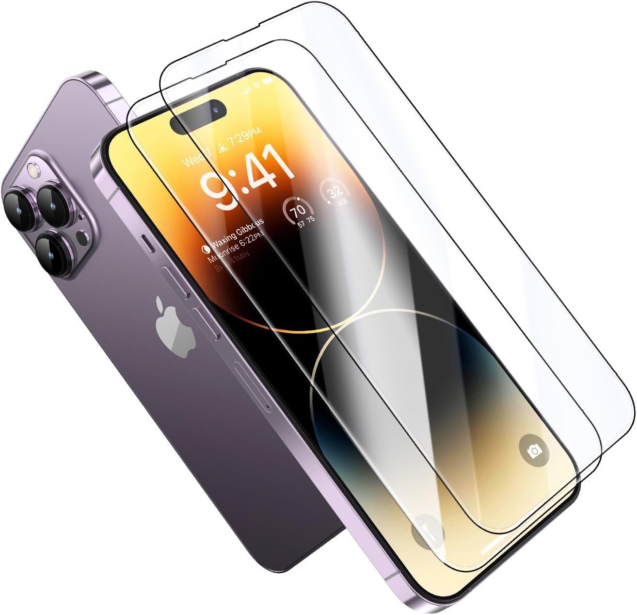 MOCOLL Screen Protector, Ultra-Clear Tempered Glass 9H hardness, Magic Box Installation, Eye Protection Anti Glare, Case Friendly (iPhone 14 Pro)