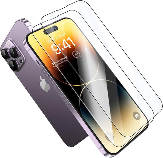 MOCOLL Screen Protector, Ultra-Clear Tempered Glass 9H hardness, Magic Box Installation, Eye Protection Anti Glare, Case Friendly (iPhone 14 Pro)