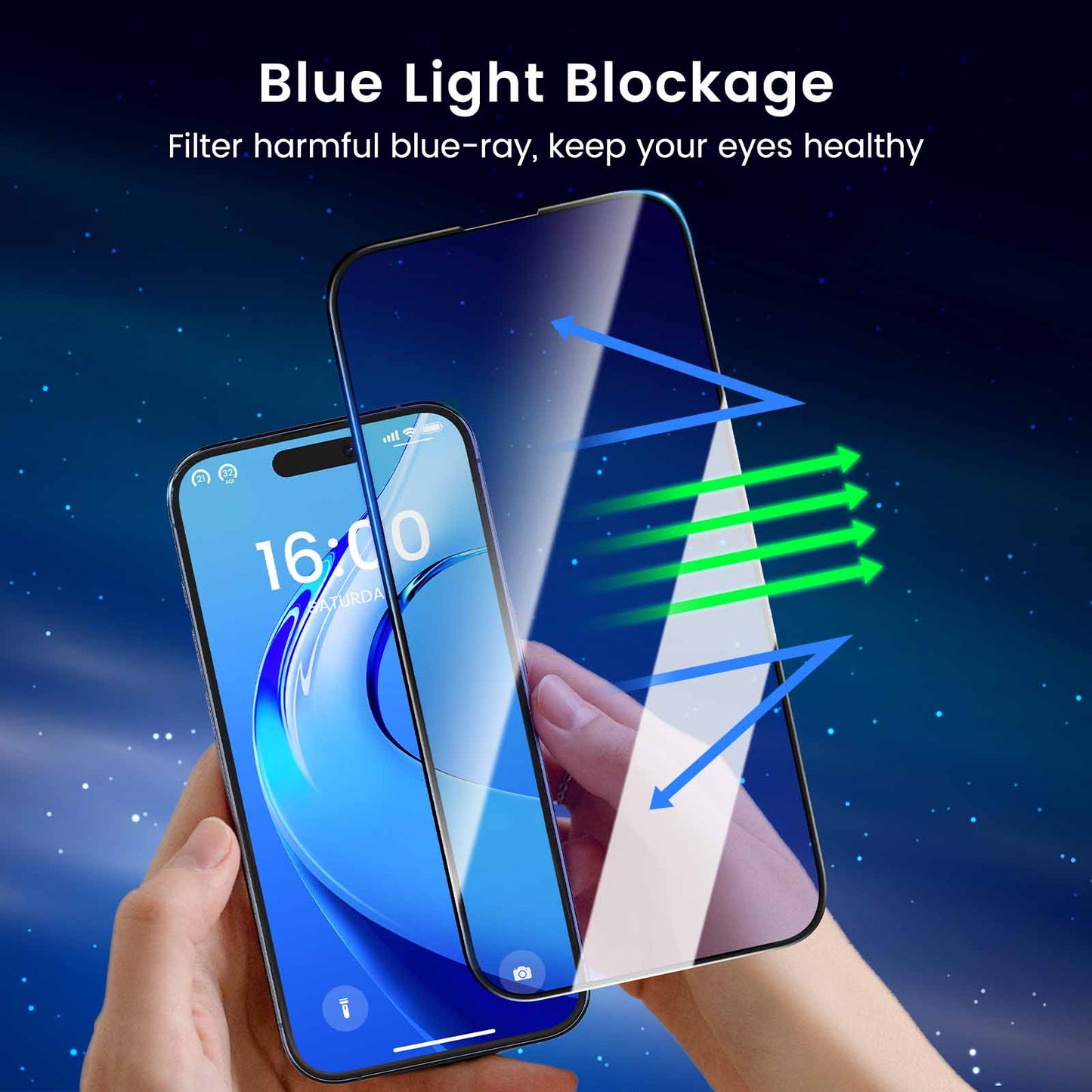 Full-screen tempered glass screen protector, 2-pack