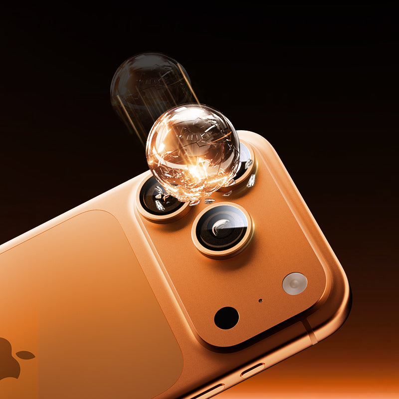 Lens Tempered  Glass  With Metal Frame - Orange