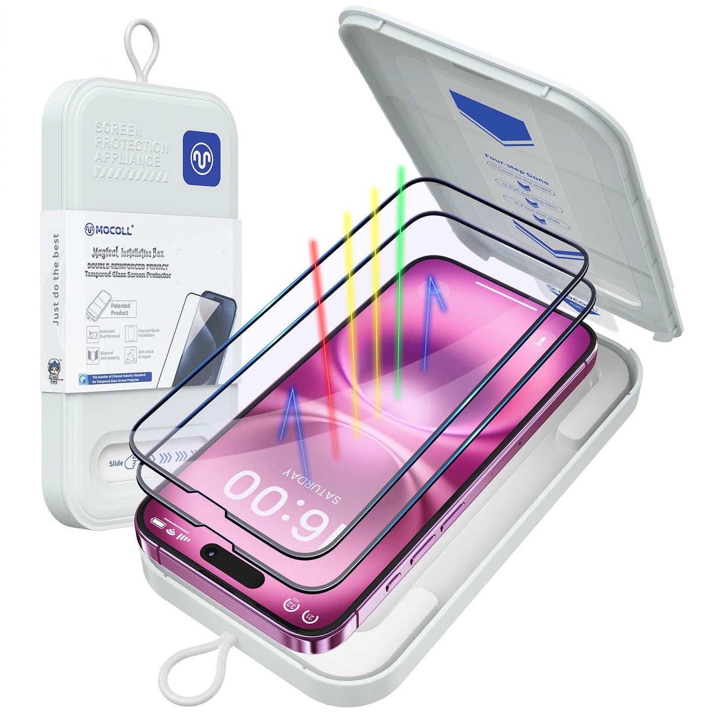Full-screen tempered glass screen protector, 2-pack