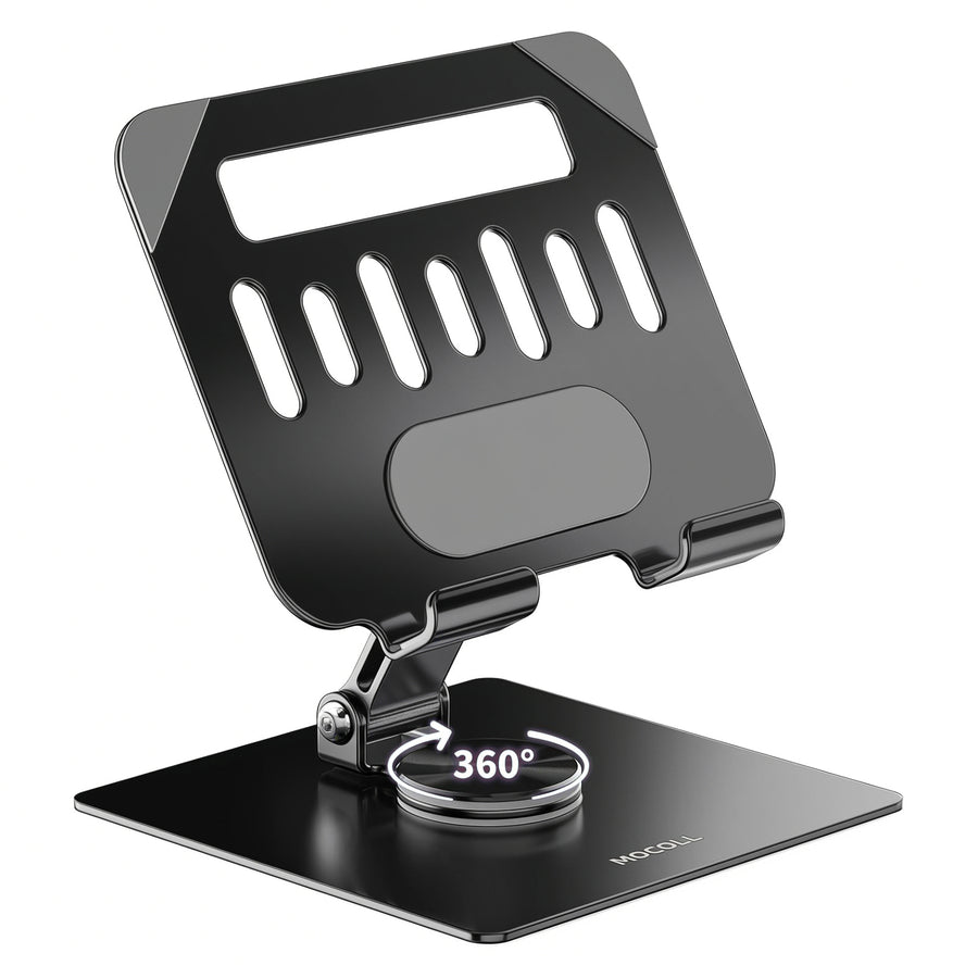 MOCOLL 360° Rotating Desk Stand – Durable Carbon Steel Phone & Tablet Holder with Stable Base