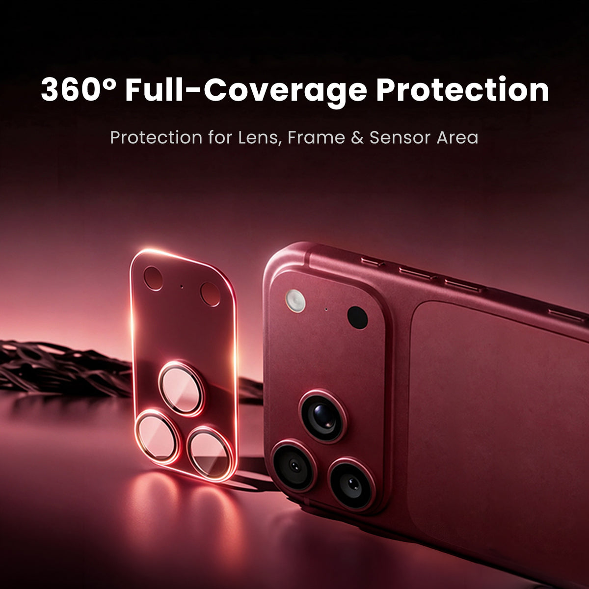 MOCOLL 360° Camera Lens Protector with Aluminum Alloy Frame for iPhone 18