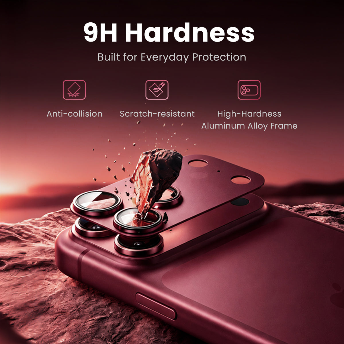 MOCOLL 360° Camera Lens Protector with Aluminum Alloy Frame for iPhone 18
