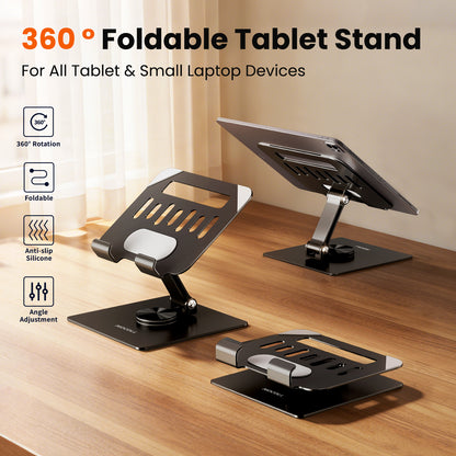 MOCOLL 360° Rotating Desk Stand – Durable Carbon Steel Phone & Tablet Holder with Stable Base