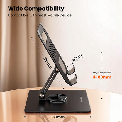 MOCOLL 360° Rotating Desk Stand – Durable Carbon Steel Phone & Tablet Holder with Stable Base