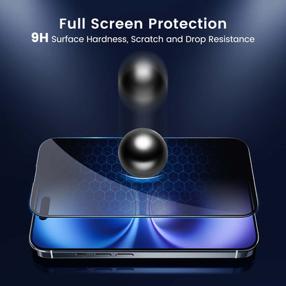 Full-screen tempered glass screen protector, 2-pack, privacy screen protector
