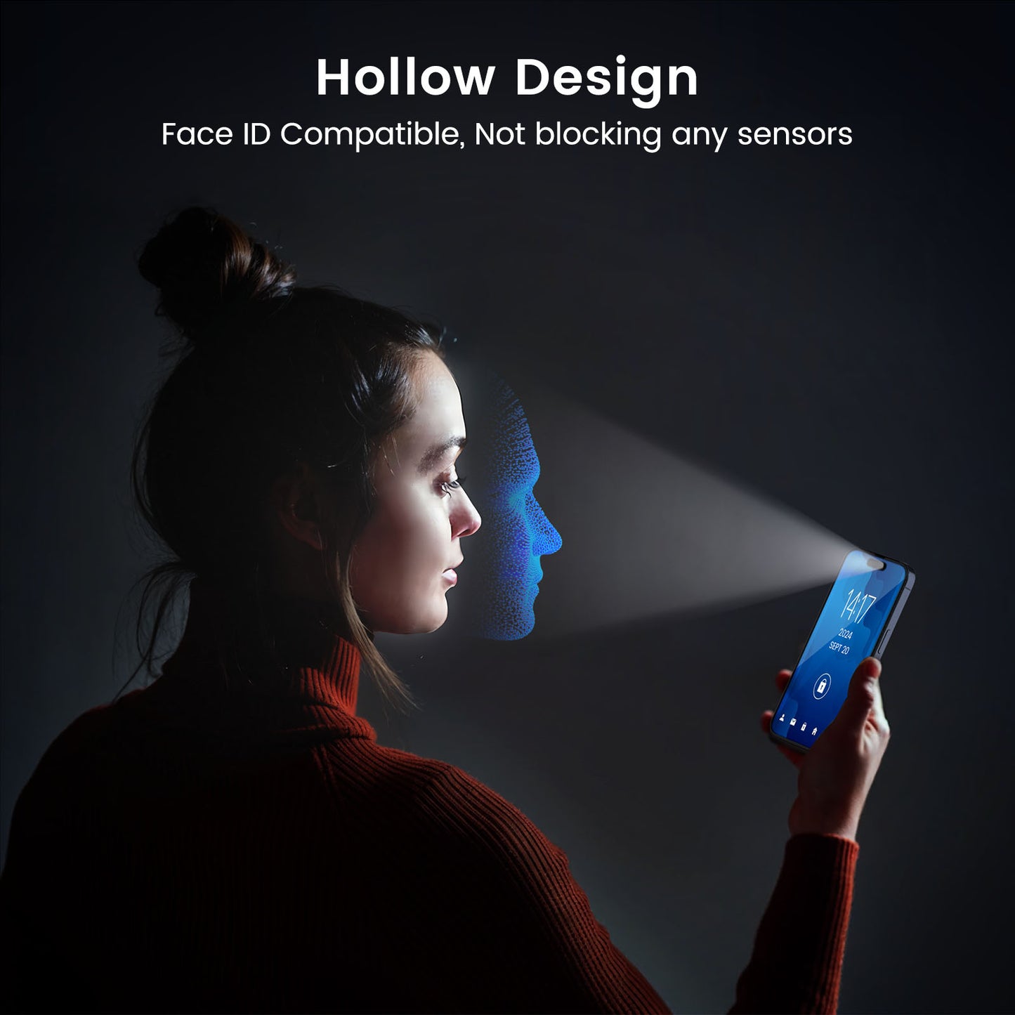 Full-screen tempered glass screen protector, 2-pack, privacy screen protector
