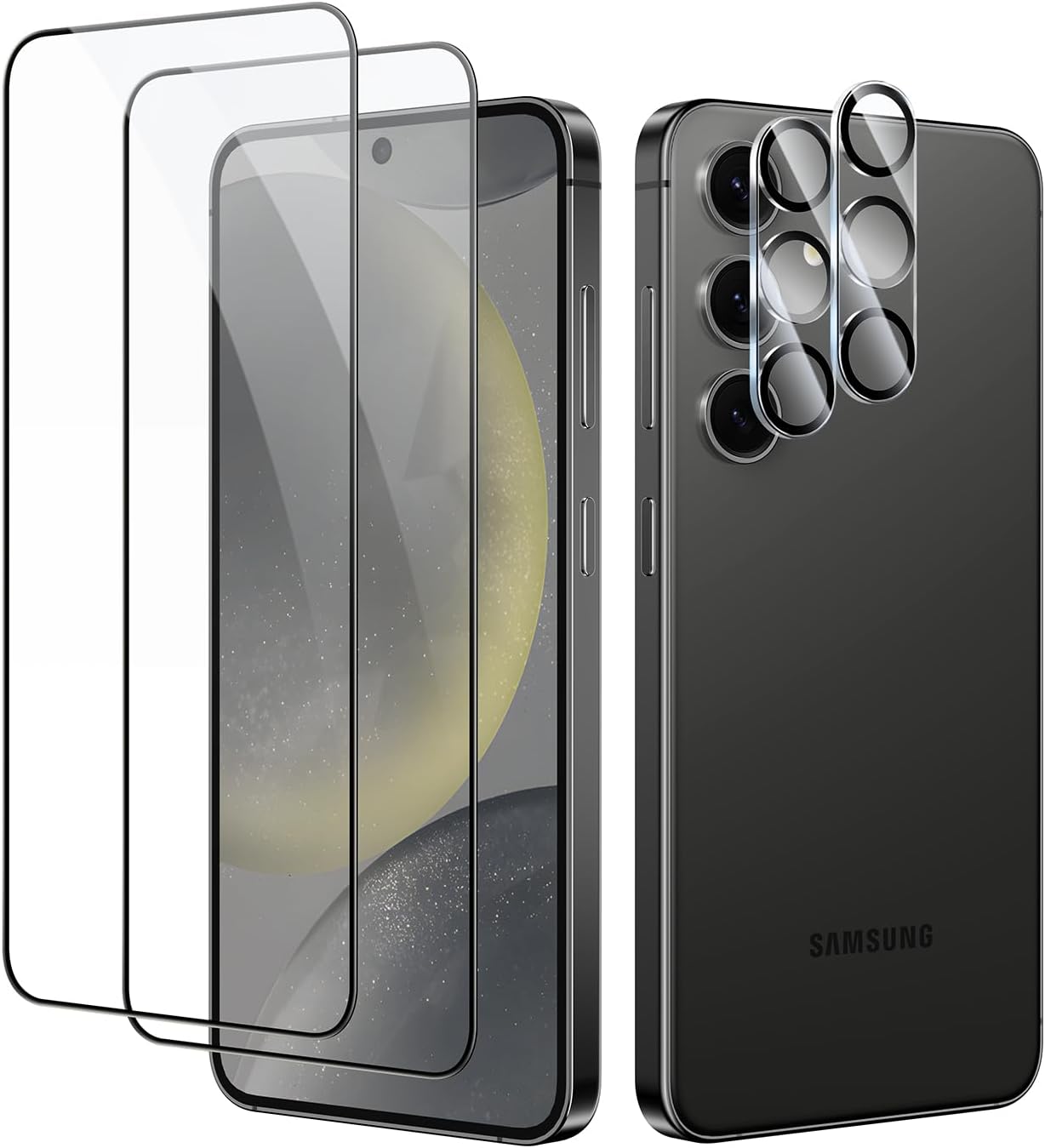 [Jenny Family Recommendation] MOCOLL for Samsung Galaxy S24/S25 Screen Protector Tempered Glass with Camera Lens Protector, Full Coverage, 2+2 Packs