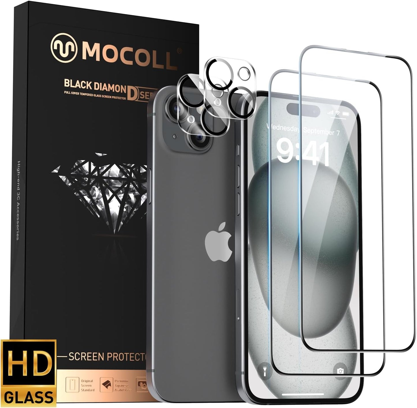[Jenny Family Recommendation] MOCOLL Ultra-Clear Screen Protector for iPhone 14/15 – HD Clarity, Scratch-Resistant, Easy Installation, Full Coverage