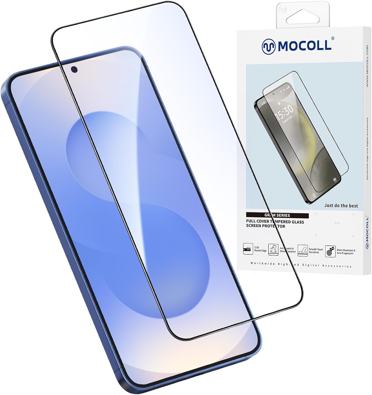 [Jenny Family Recommendation] MOCOLL for Samsung Galaxy S24/S25 Screen Protector Tempered Glass with Camera Lens Protector, Full Coverage, 2+2 Packs