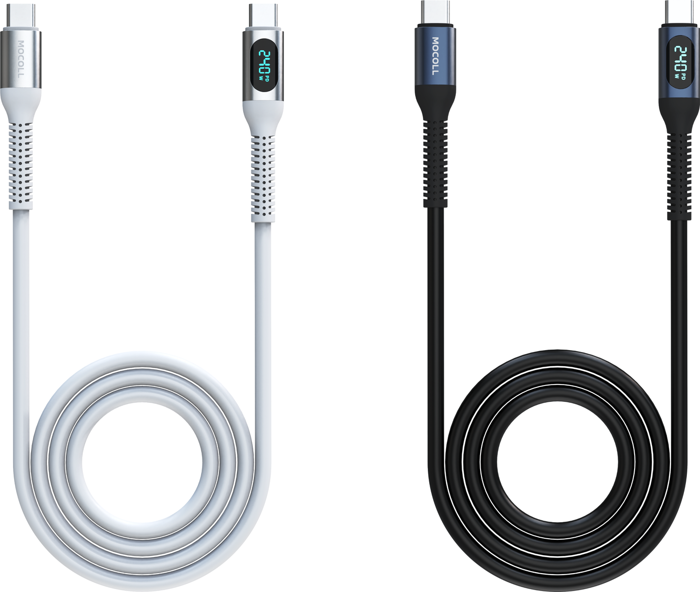 MOCOLL 240W C to C Fast Charging Cable with Digital Display – PD 3.1 E-Marker Cable for Laptop, Tablet & Phone