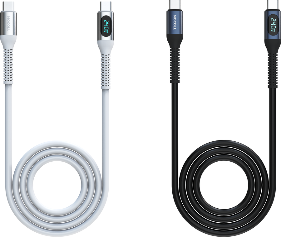 MOCOLL 240W C to C Fast Charging Cable with Digital Display – PD 3.1 E-Marker Cable for Laptop, Tablet & Phone