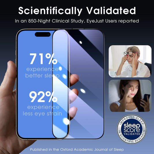Full-screen tempered glass screen protector, colorless, anti-blue light (integrated dustproof mesh), quick-apply 2-pack.