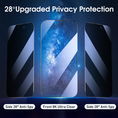 Full-screen tempered glass screen protector, colorless, anti-blue light (integrated dustproof mesh), quick-apply 2-pack.