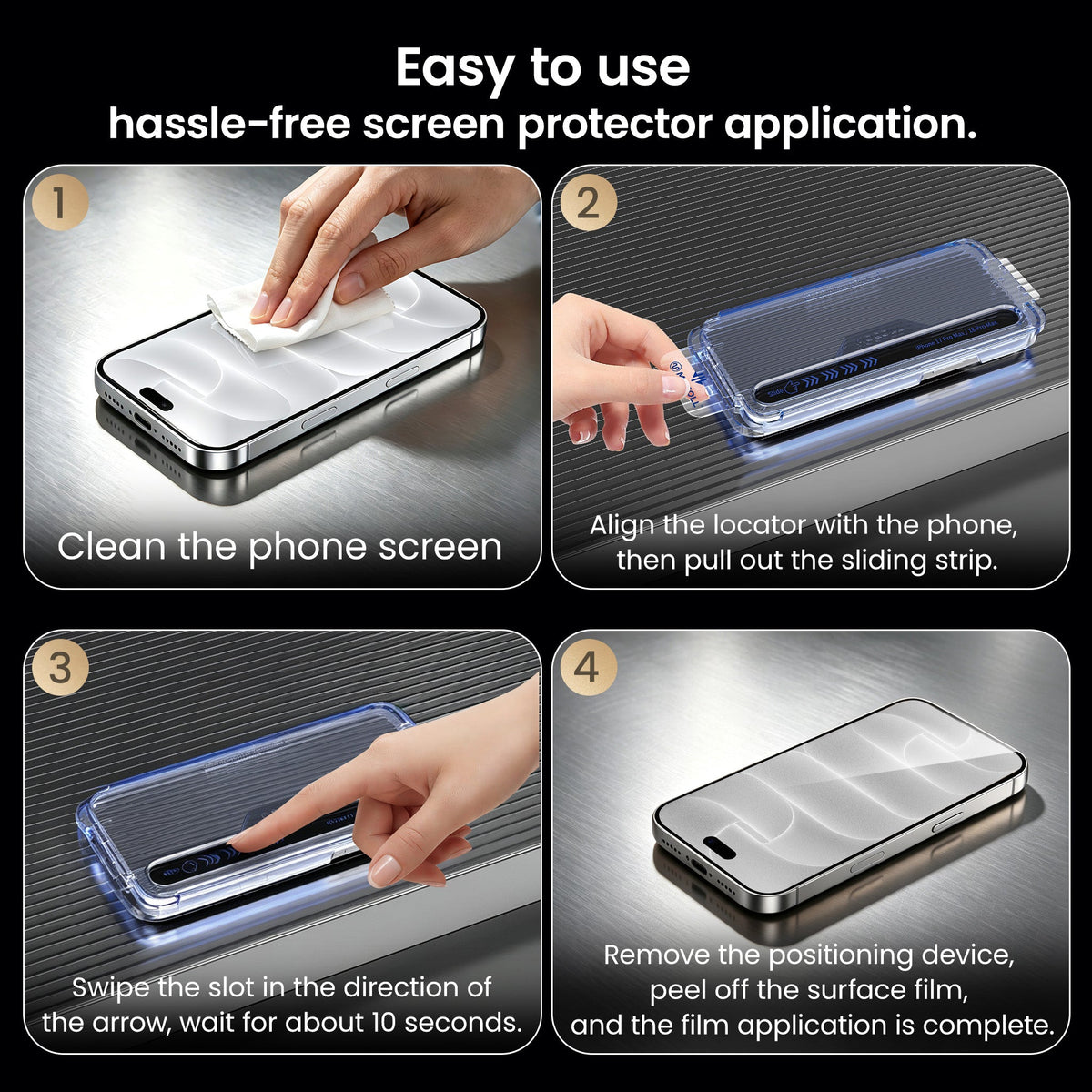 Master Series 0.07mm UTG Screen Protector — iPhone 18 Pro & Pro Max - installation steps