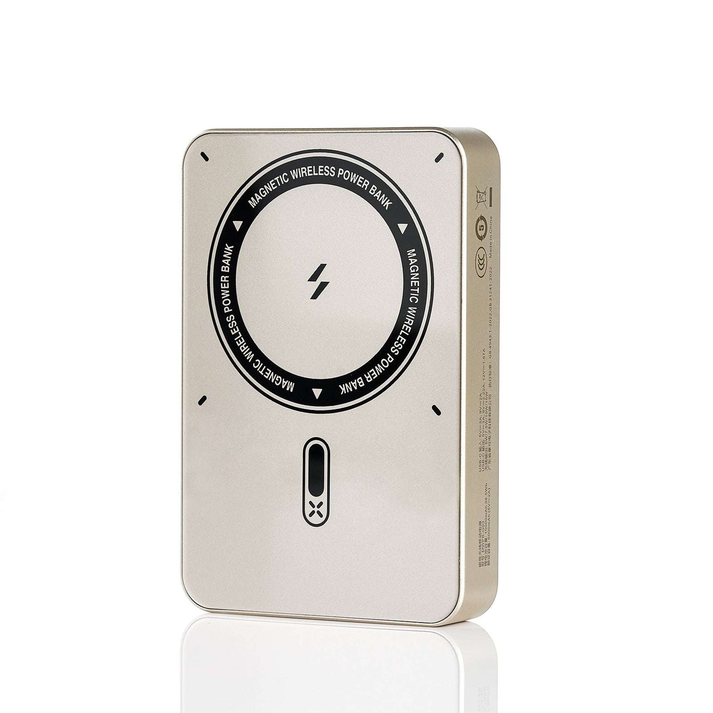 MOCOLL 20W portable power bank with magnetic wireless charging in sleek gold finish