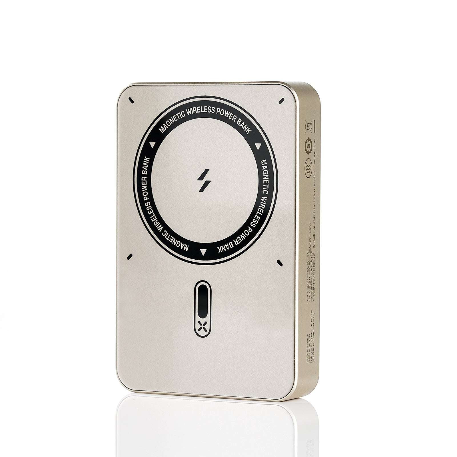 MOCOLL 20W portable power bank with magnetic wireless charging in sleek gold finish