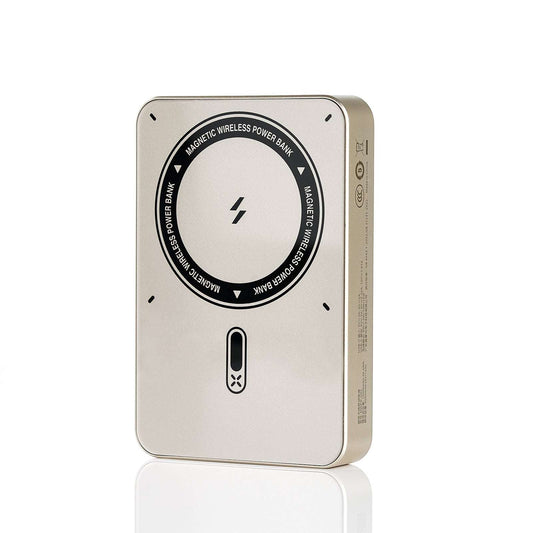 MOCOLL 20W portable power bank with magnetic wireless charging in sleek gold finish