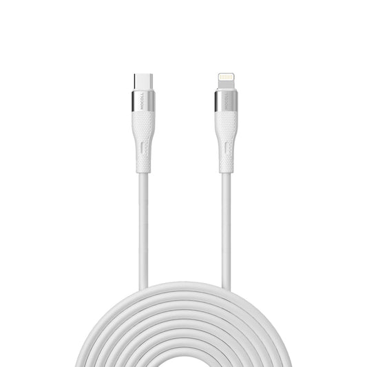MOCOLL fast charging cable USB-C with white durable connectors and coiled cable design